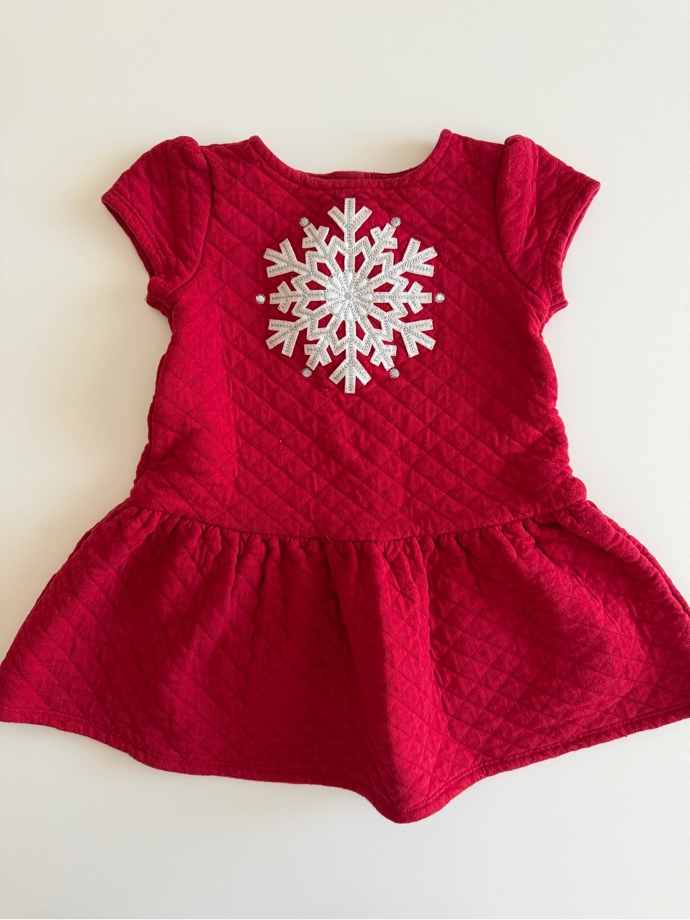 Gymboree Red Quilted Dress with Silver Snowflake Accent Size 3T